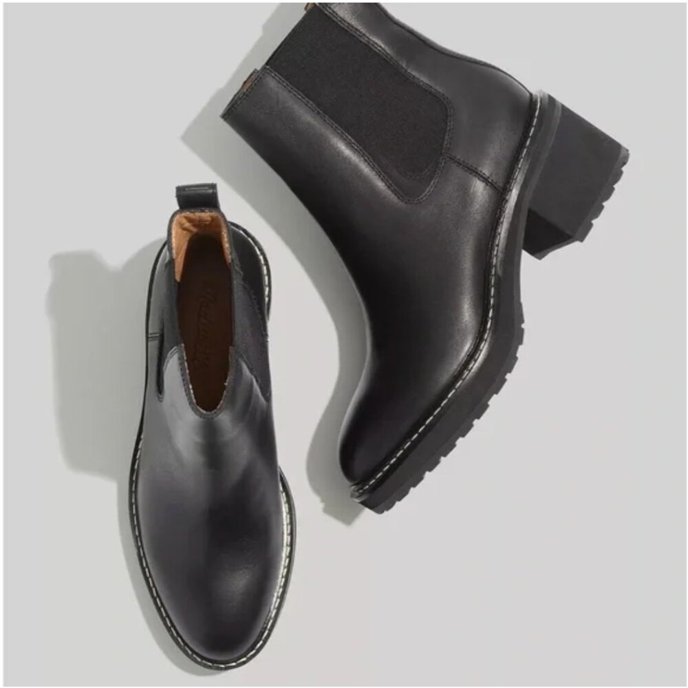 Madewell The Carina Platform Chelsea Boot in Black Leather